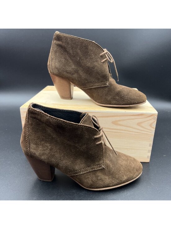 Madewell Shoes - MADEWELL 1937 Lace Up Womens 7.5 Suede Heels Booties Shoes Brown Italy